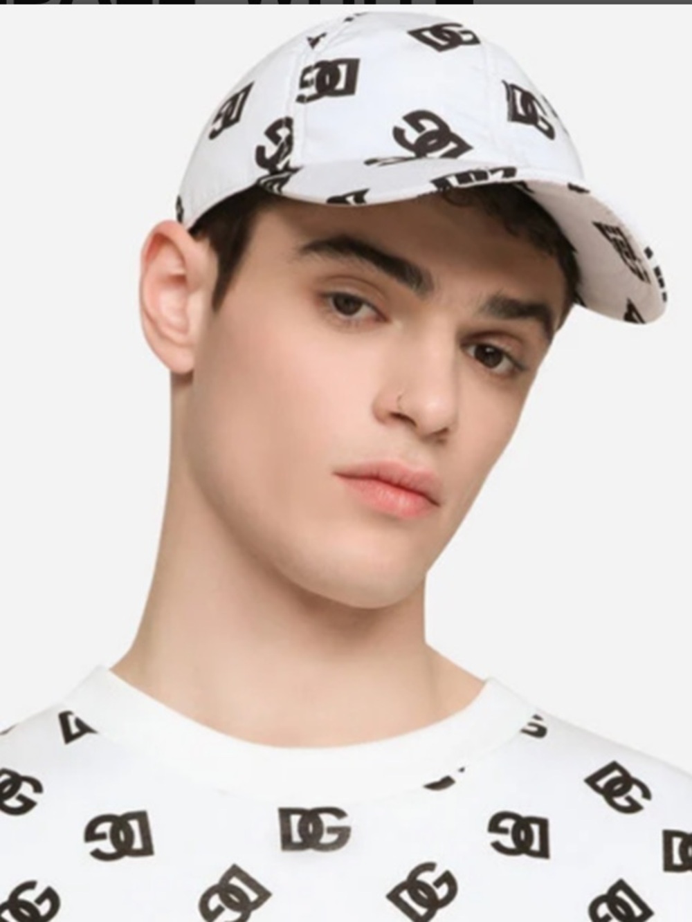 Dolce & Gabbana Nylon Baseball Cap with All-Over DG Logo Print - Picture 2 of 6